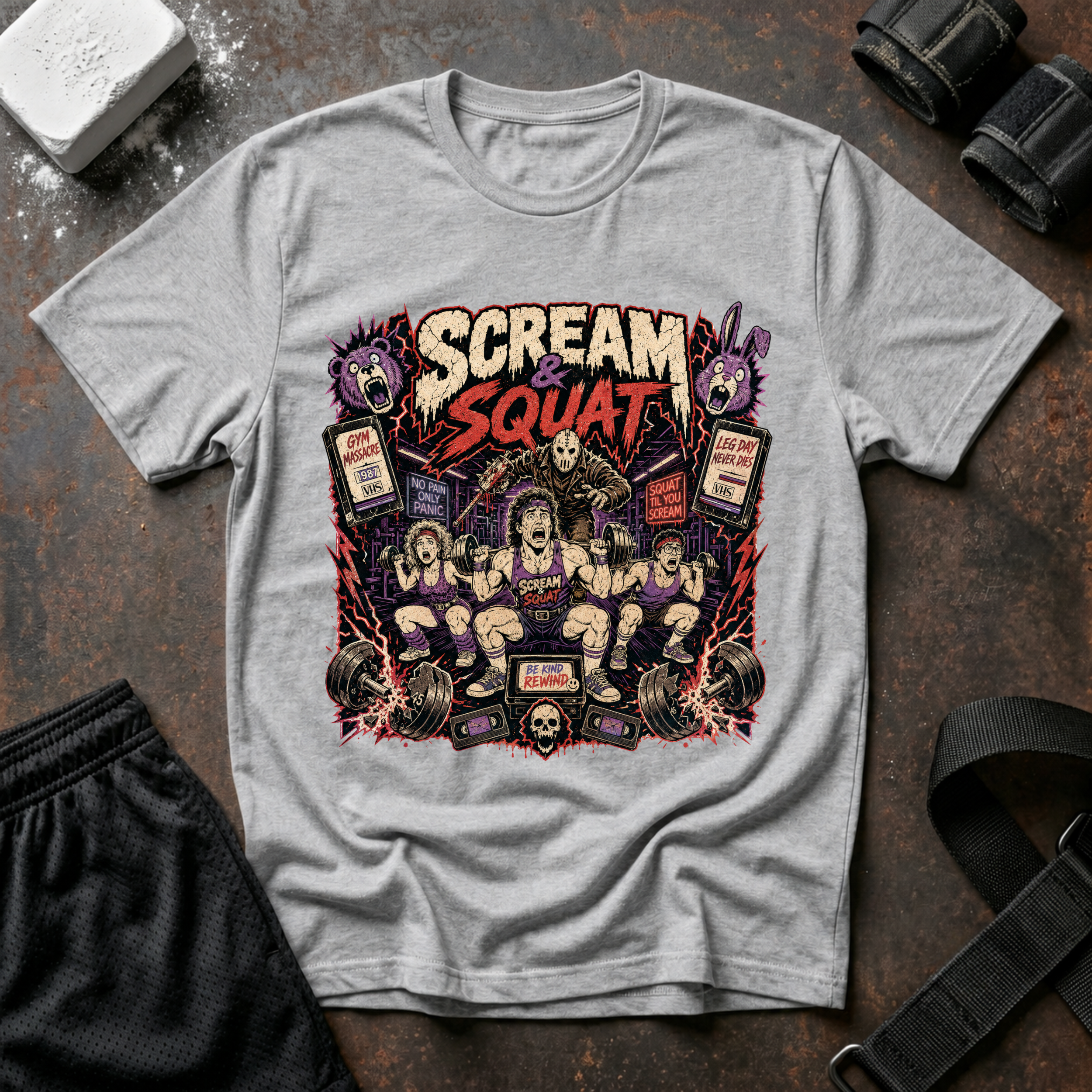 Scream & Squat Tee - Horror Workout Graphic T-Shirt