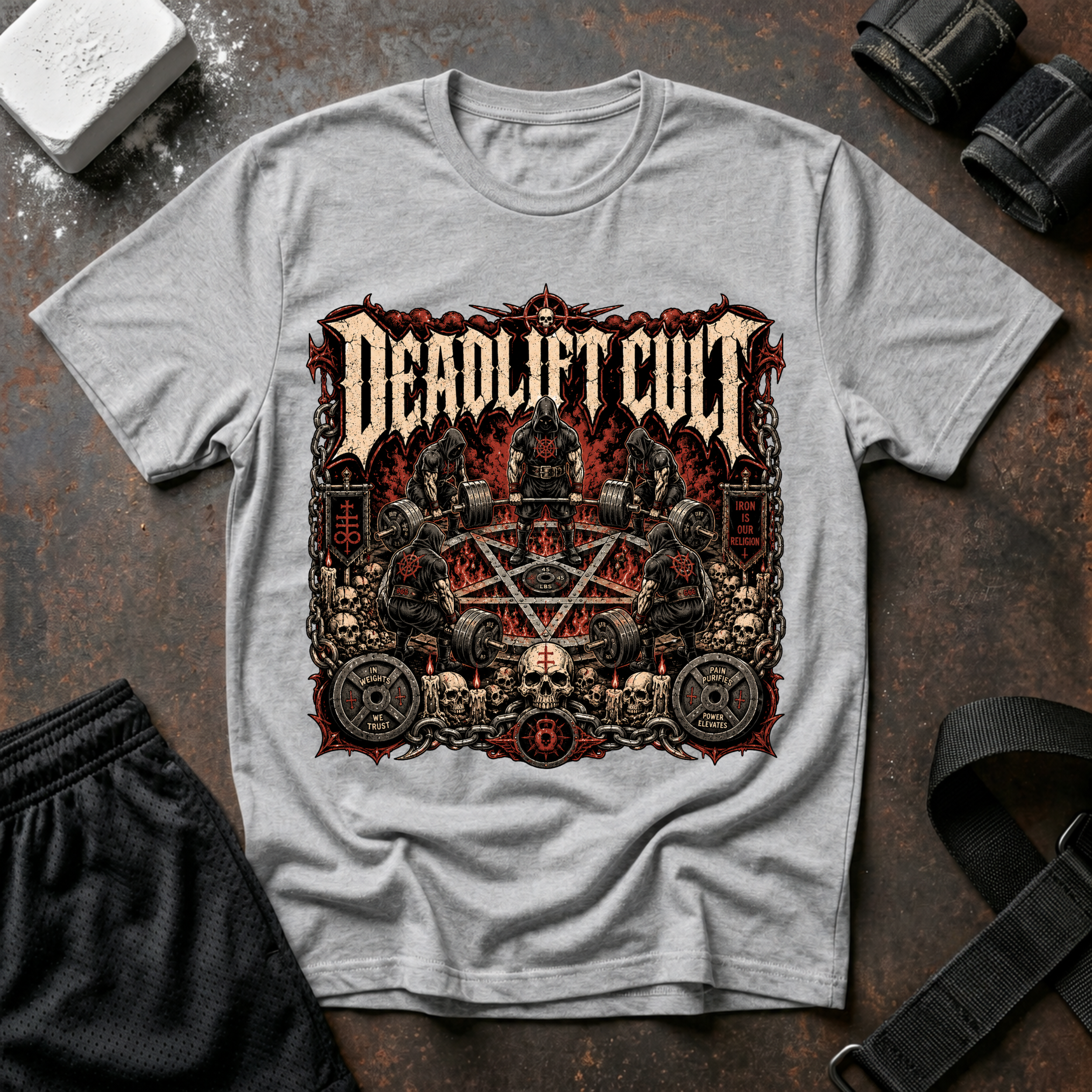 Deadlift Cult T-Shirt - Heavy Metal Gym Tee for Weightlifting Fans