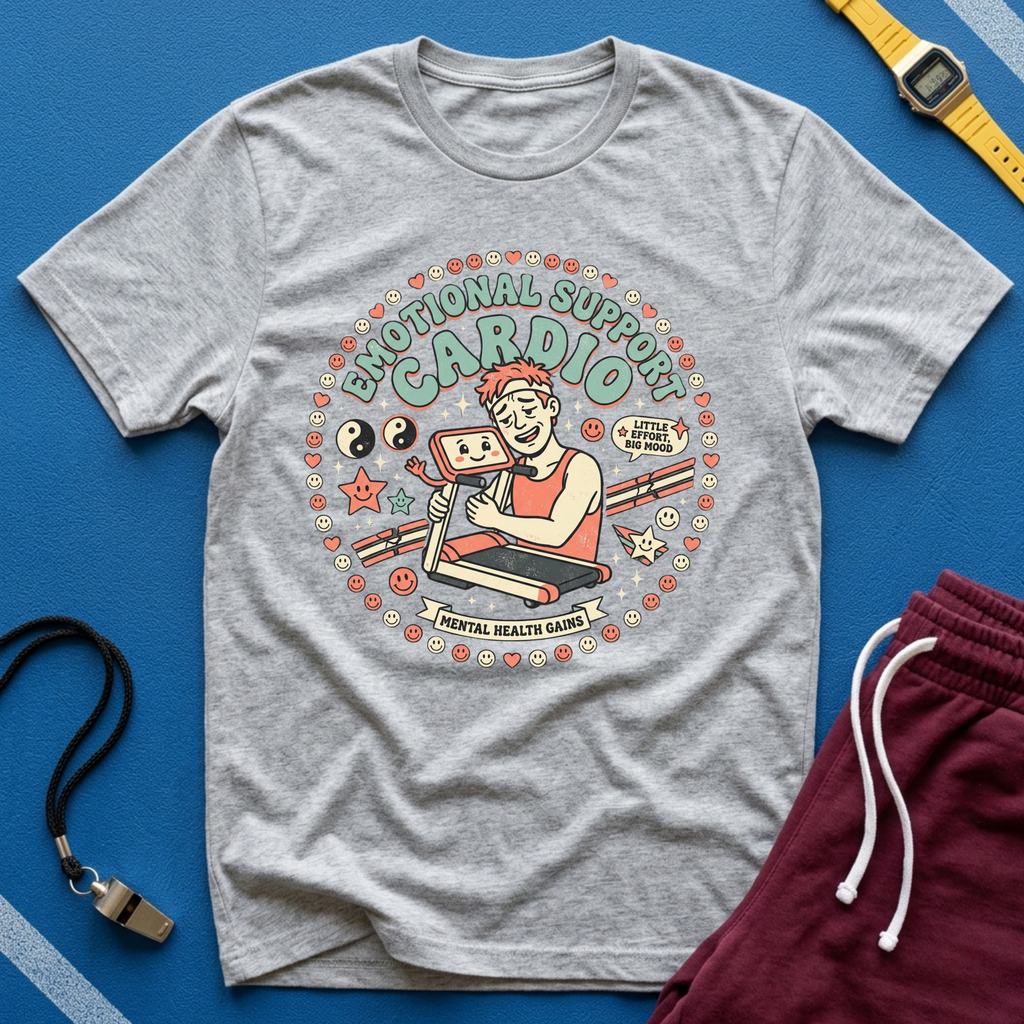 Emotional Support Cardio T-Shirt - Funny Gym Workout Tee