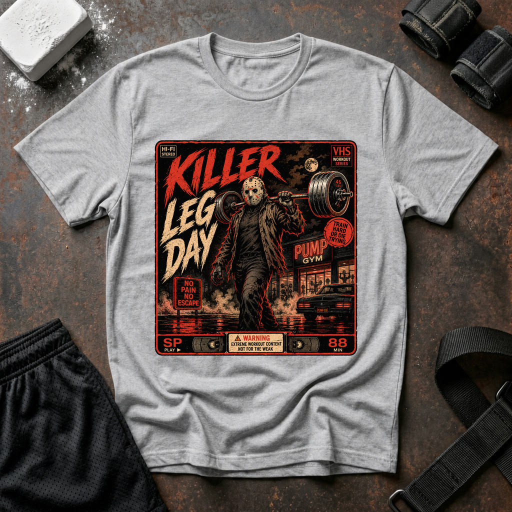 Killer Leg Day T-Shirt - Retro Horror Gym Tee ("Killer Leg Day")