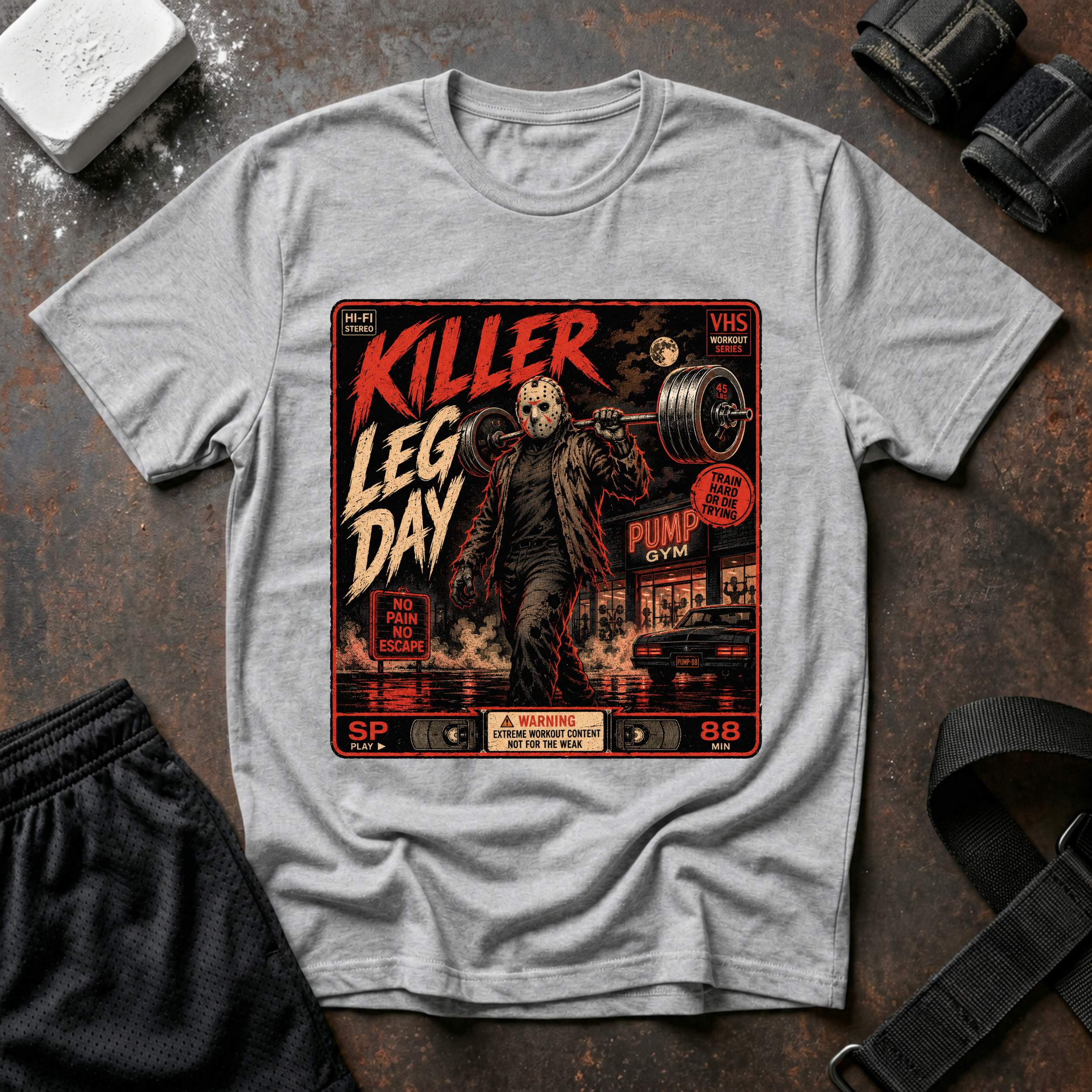 Killer Leg Day T-Shirt - Retro Horror Gym Tee ("Killer Leg Day")