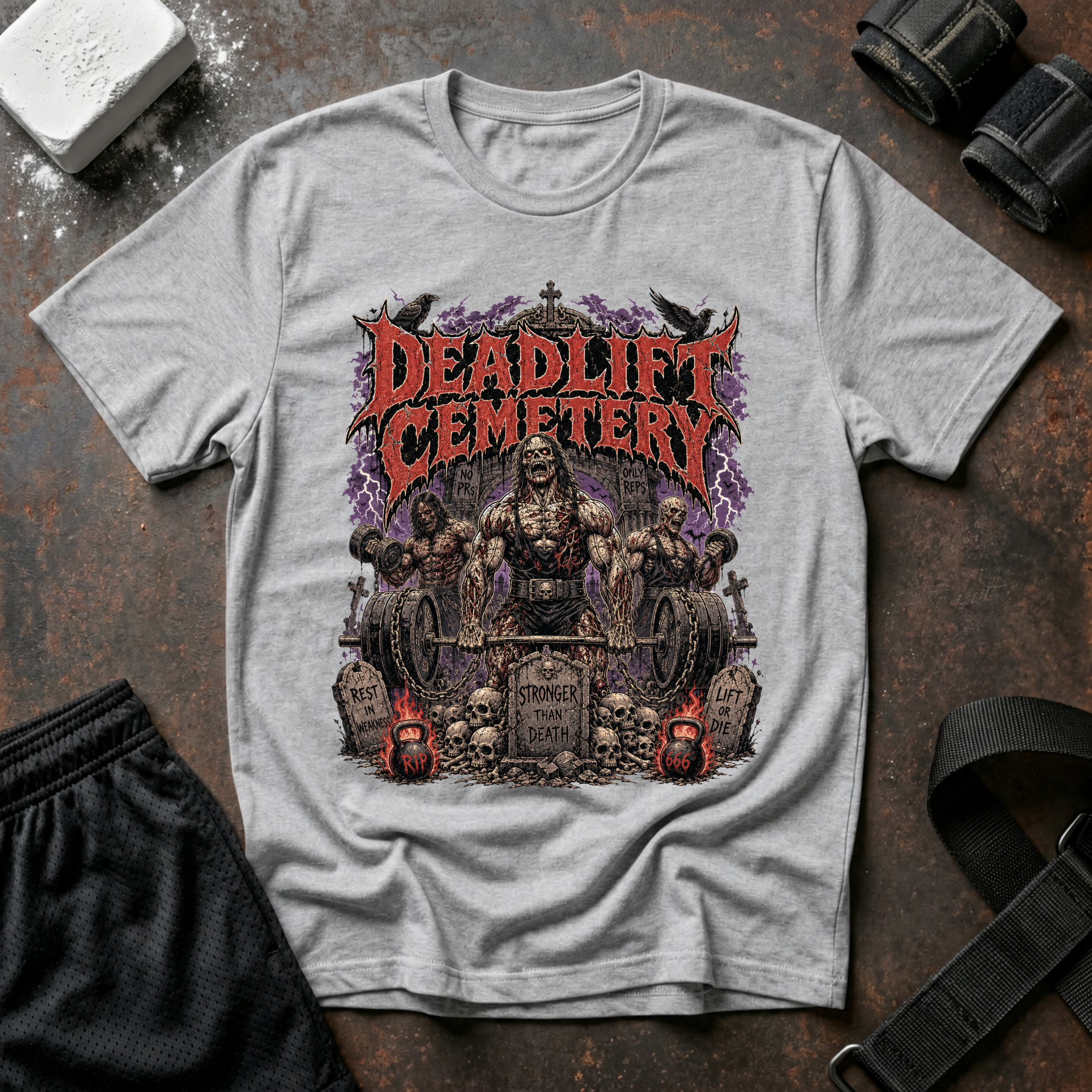 Deadlift Cemetery T-Shirt - Heavy Metal Gym Motivation Tee