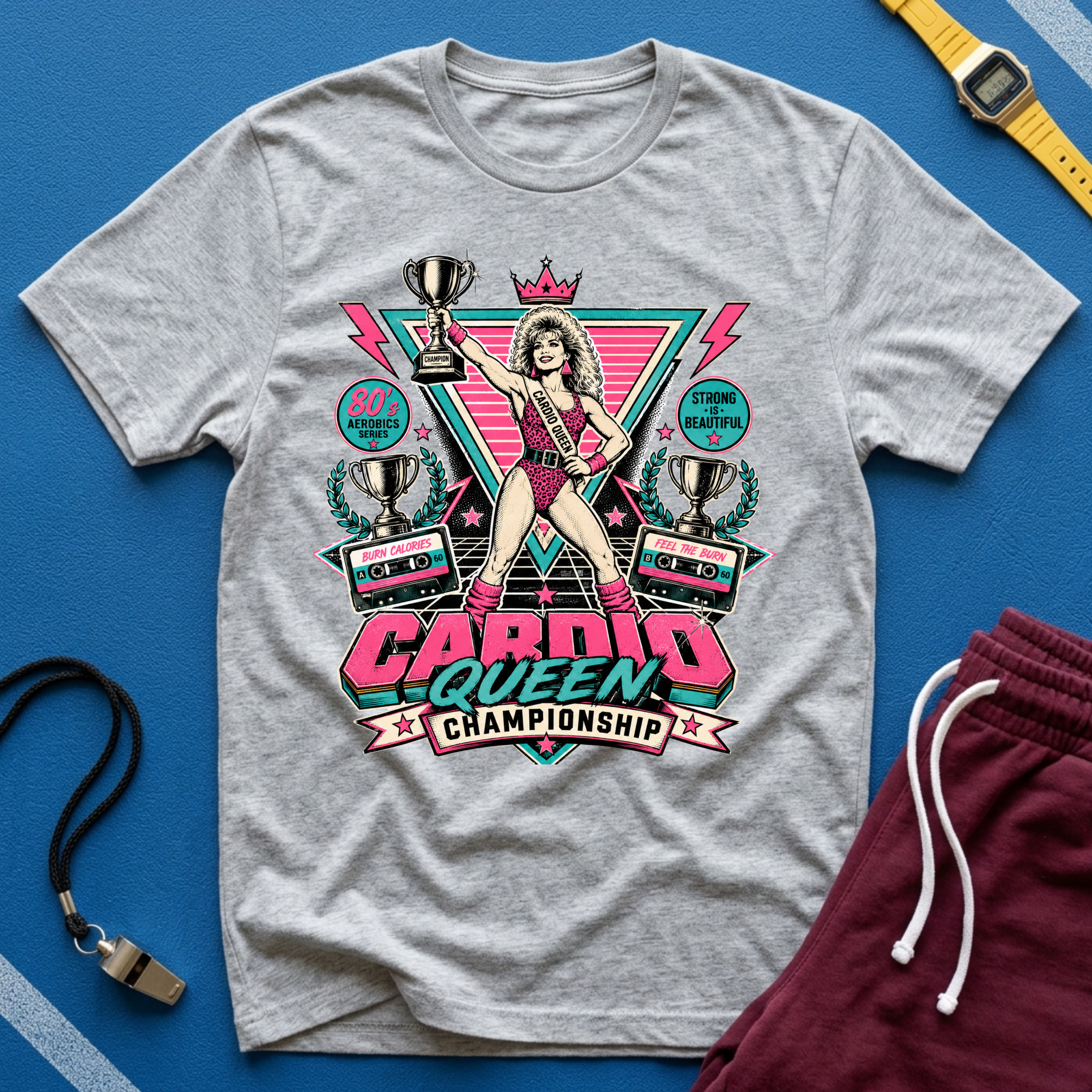 Cardio Queen T-Shirt - Women’s Fitness Champion Graphic Tee
