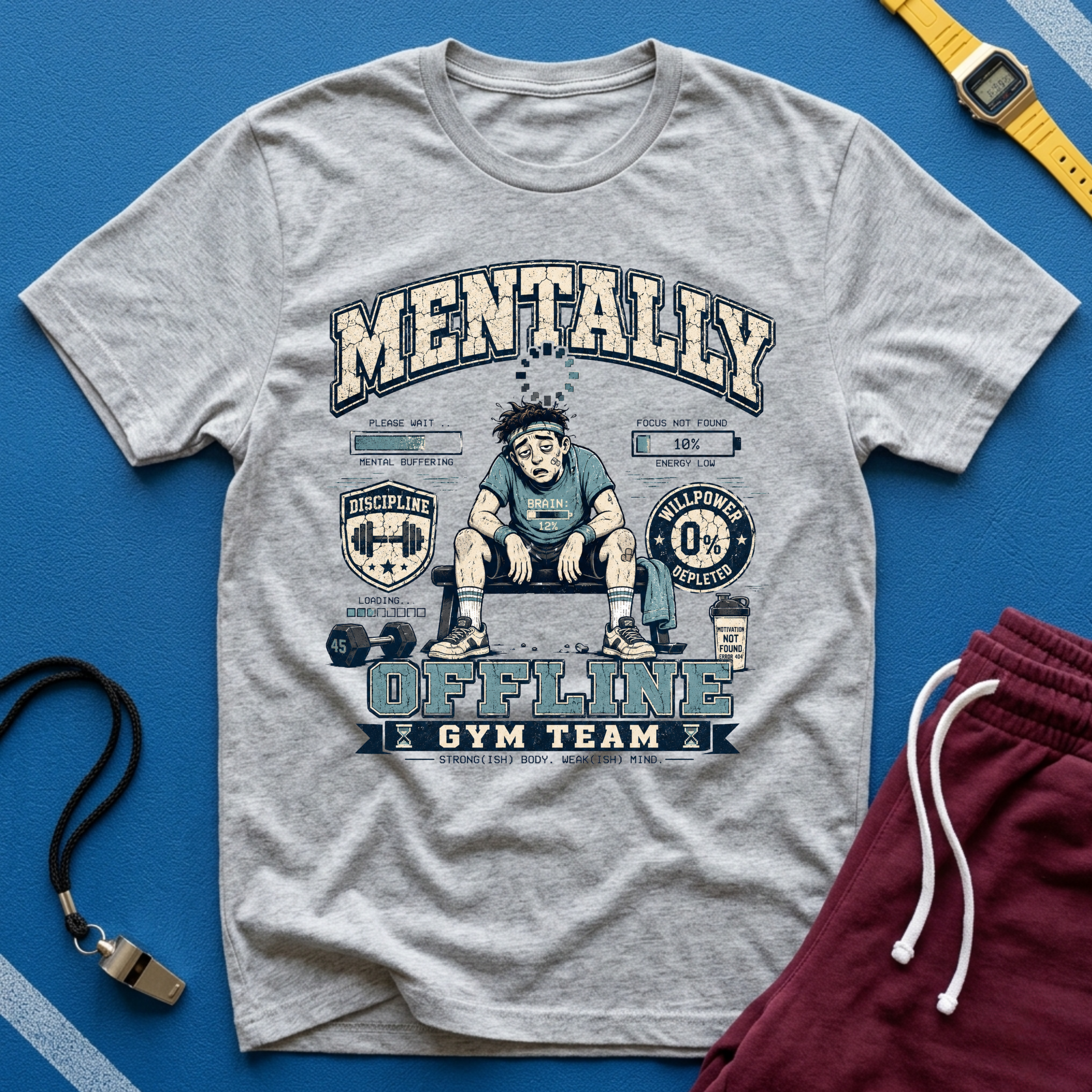 Mentally Offline Gym Team:  Funny Fitness Shirt