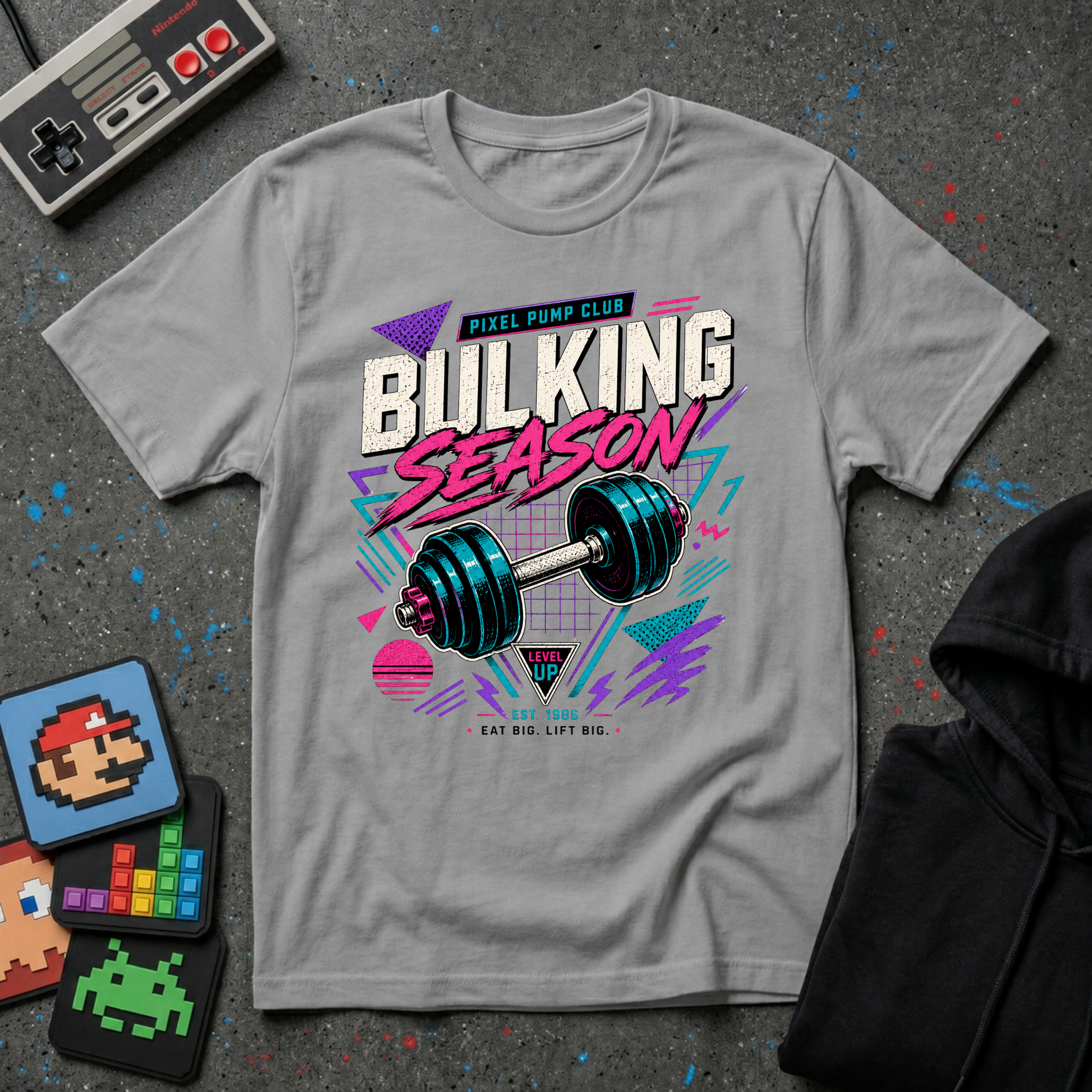 Bulking Season T-Shirt - Retro Gym Dumbbell Workout Tee
