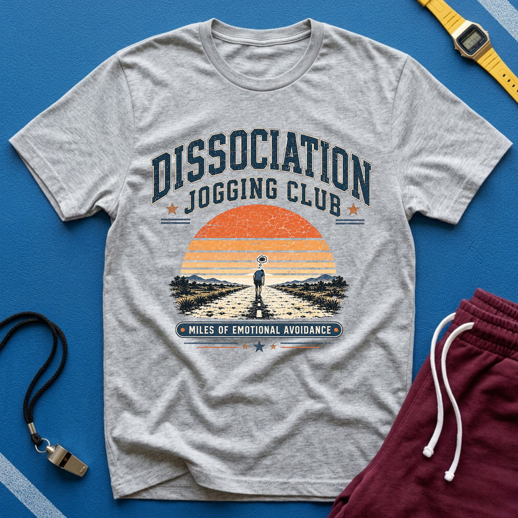 Dissociation Jogging Club T-Shirt - "Miles of Emotional Avoidance"