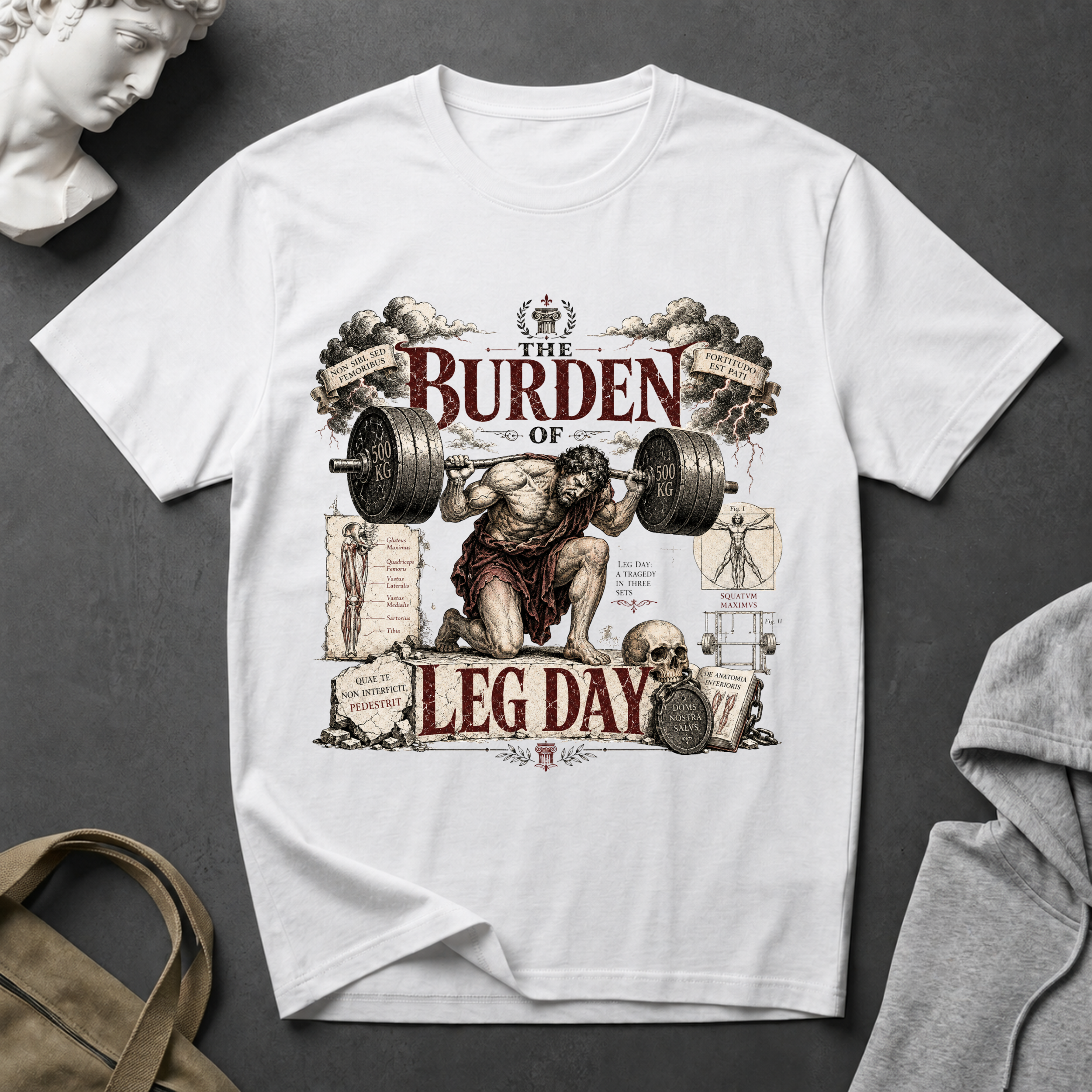Leg Day T-Shirt - The Burden of Leg Day Vintage Weightlifting Tee