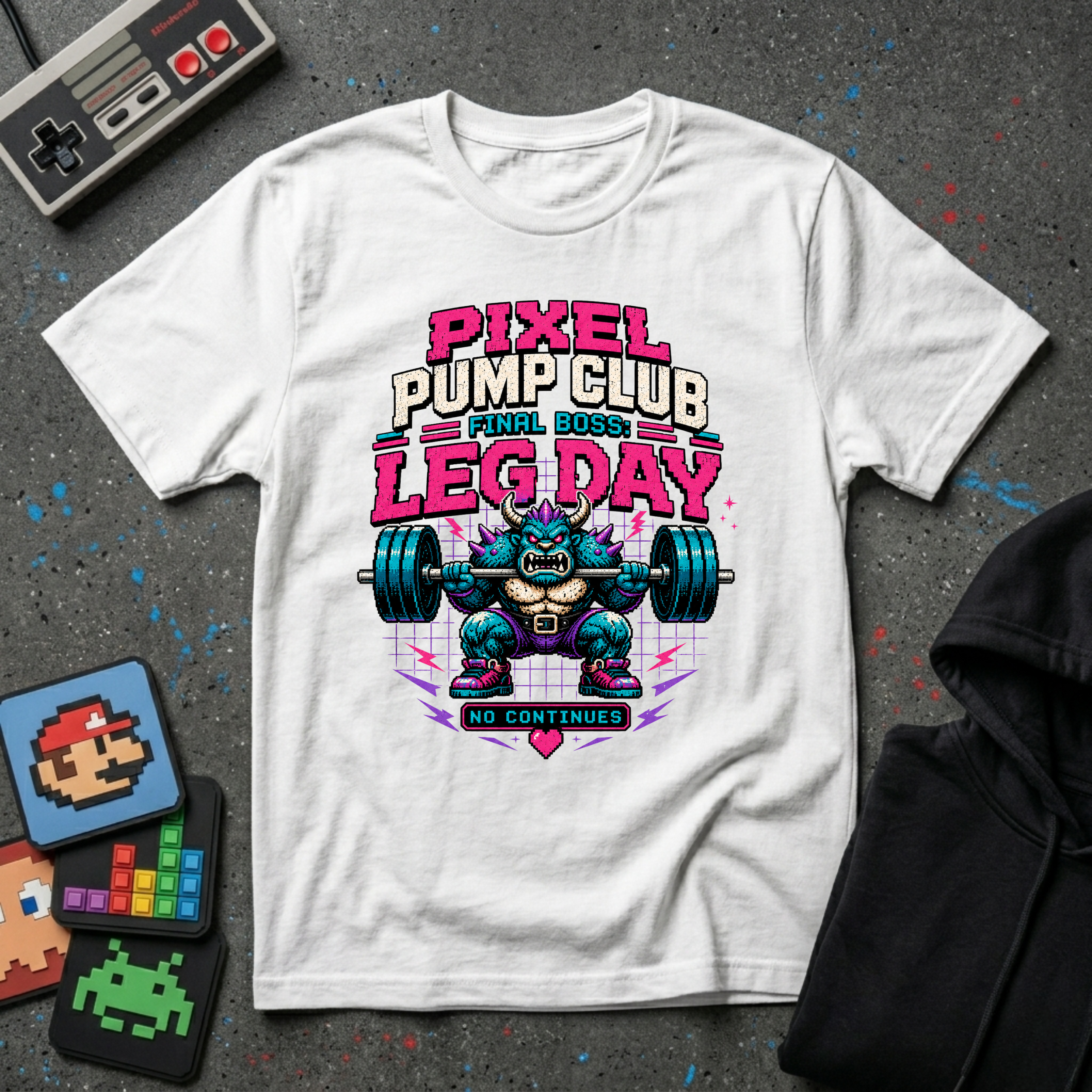 Leg Day T‑Shirt - "Pixel Pump Club Final Boss" Gamer Gym Tee