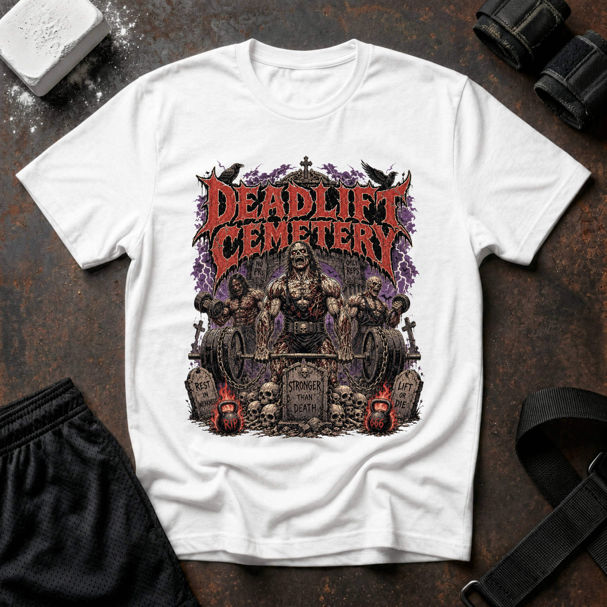 Deadlift Cemetery T-Shirt - Heavy Metal Gym Motivation Tee