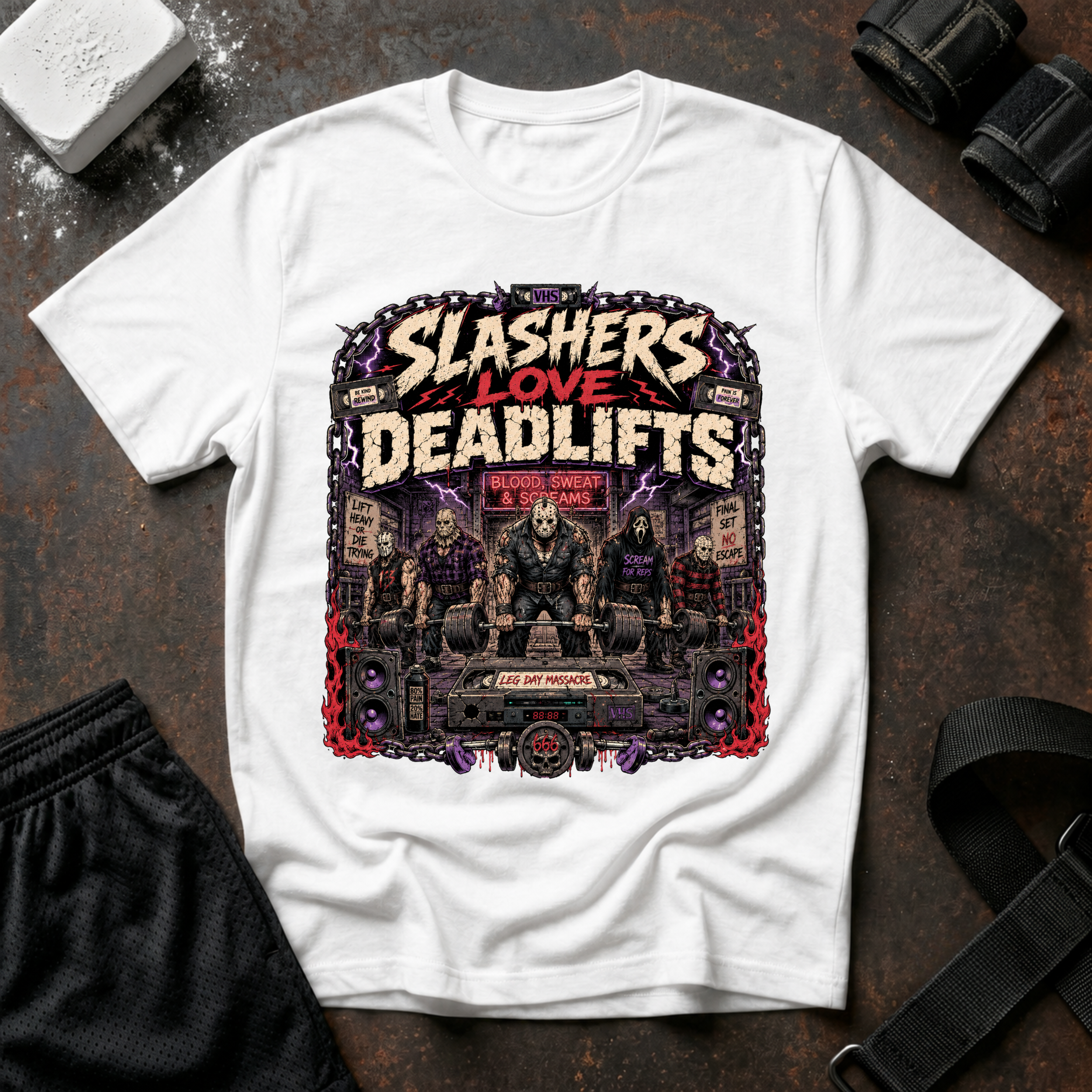 Slasher Gym T‑Shirt - "Slashers Love Deadlifts" Horror Workout Tee