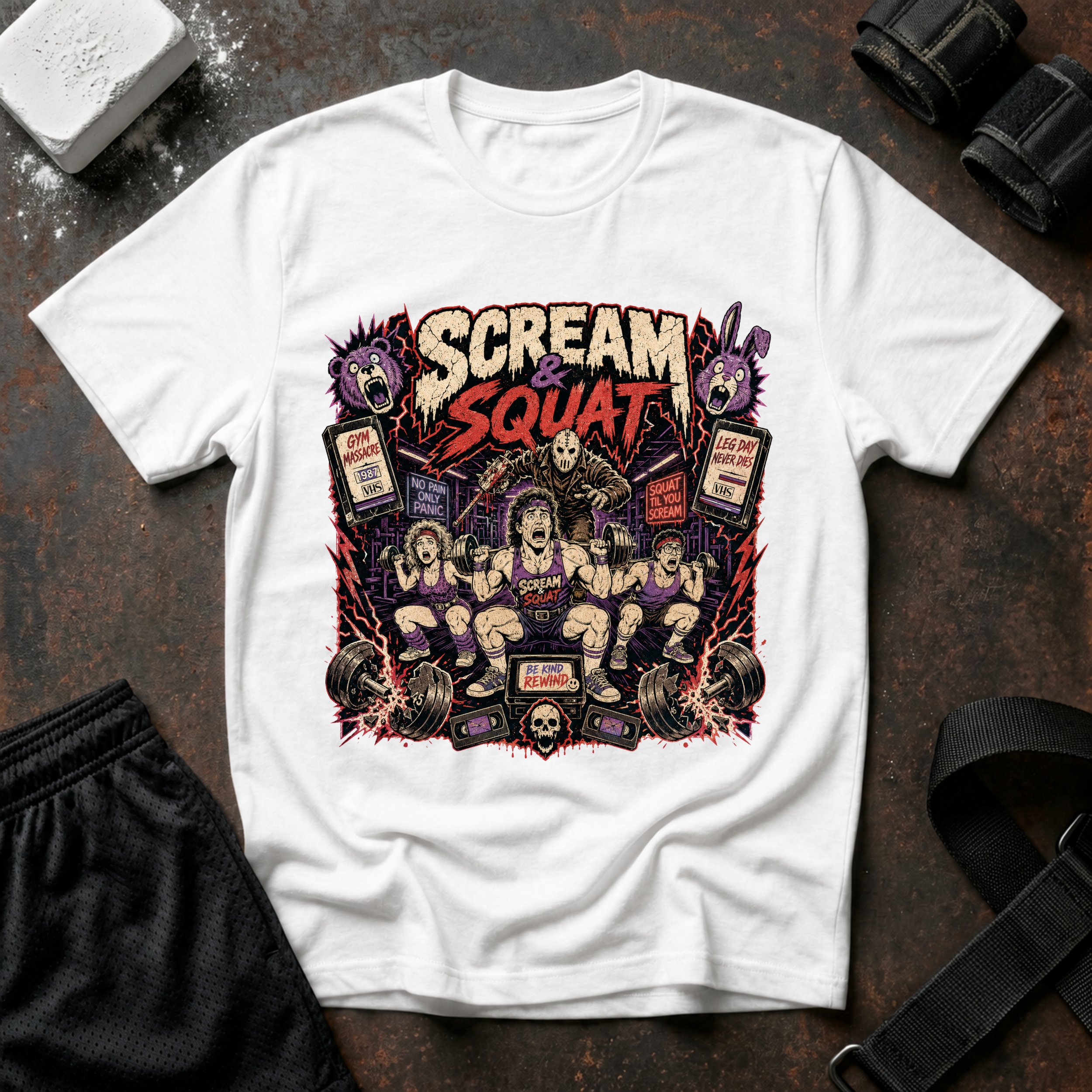 Scream & Squat Tee - Horror Workout Graphic T-Shirt