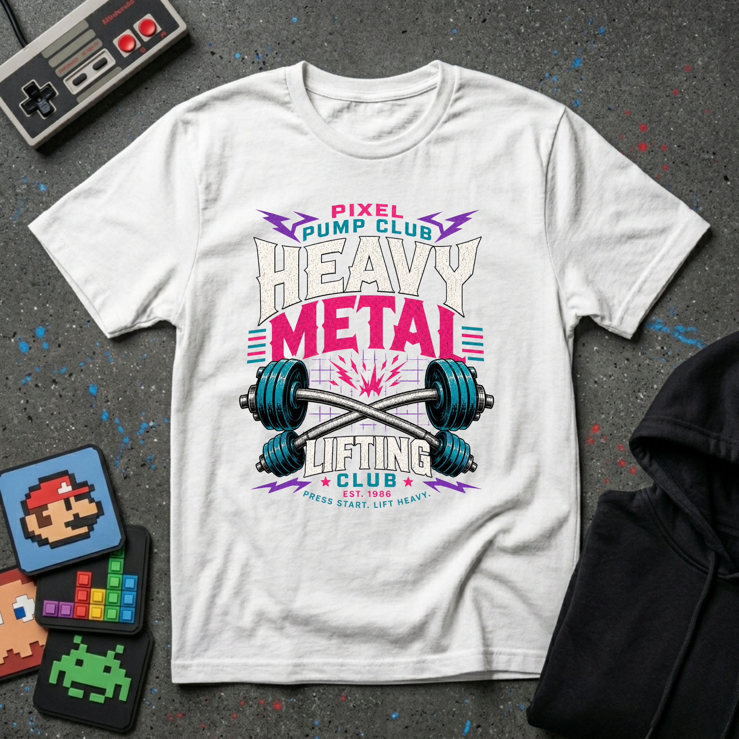 Heavy Metal Lifting Club T-Shirt - Pixel Pump Club Gym Tee