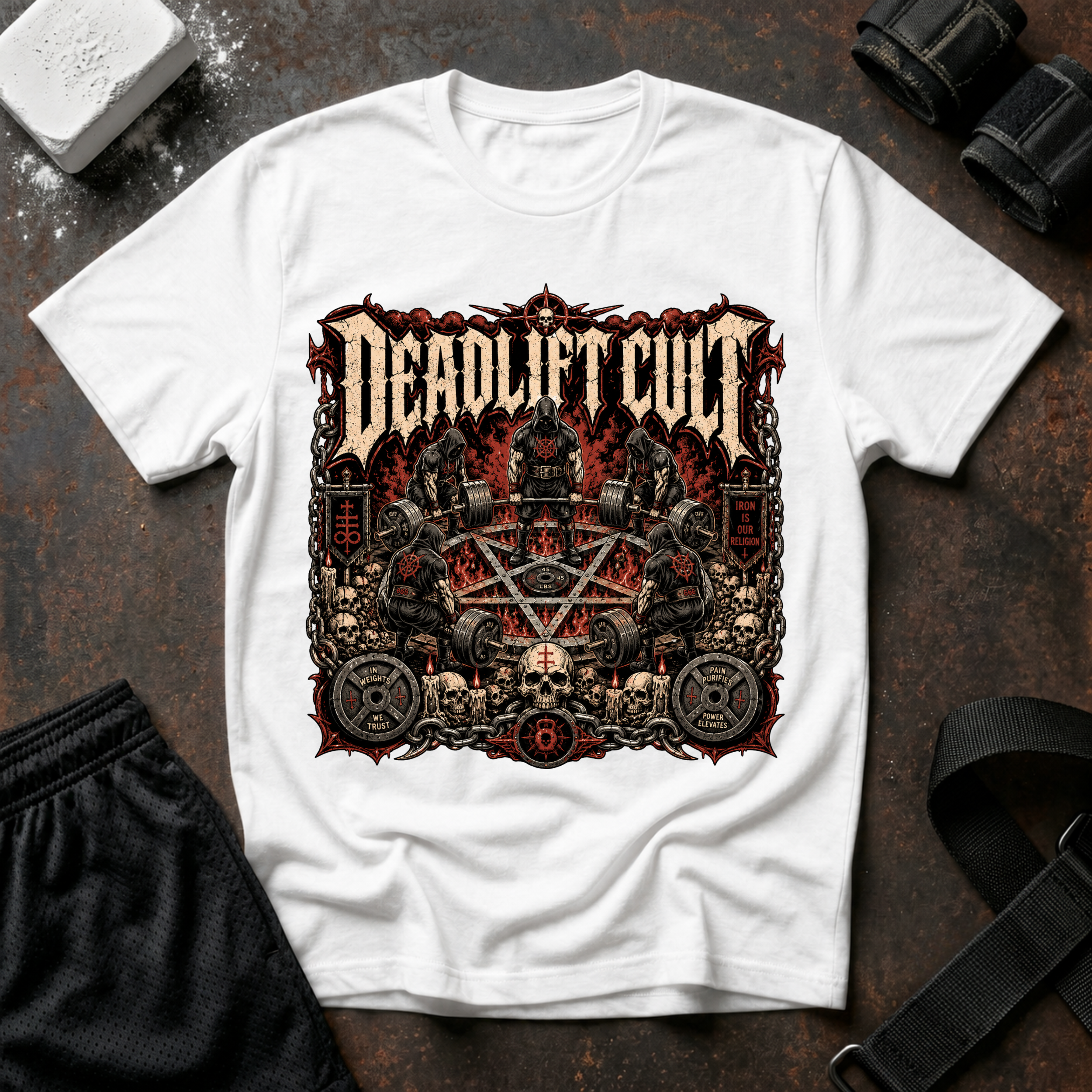 Deadlift Cult T-Shirt - Heavy Metal Gym Tee for Weightlifting Fans
