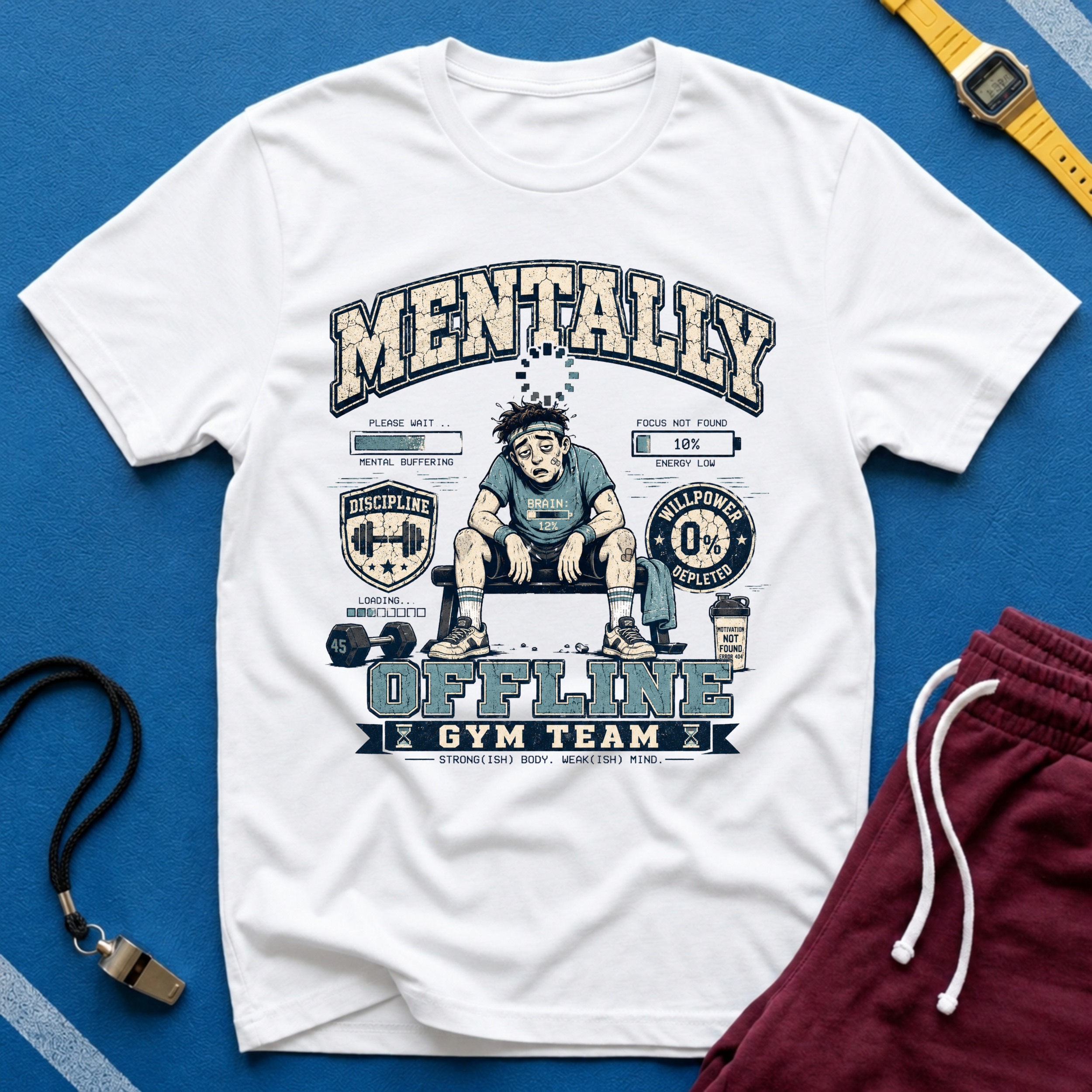 Mentally Offline Gym Team:  Funny Fitness Shirt