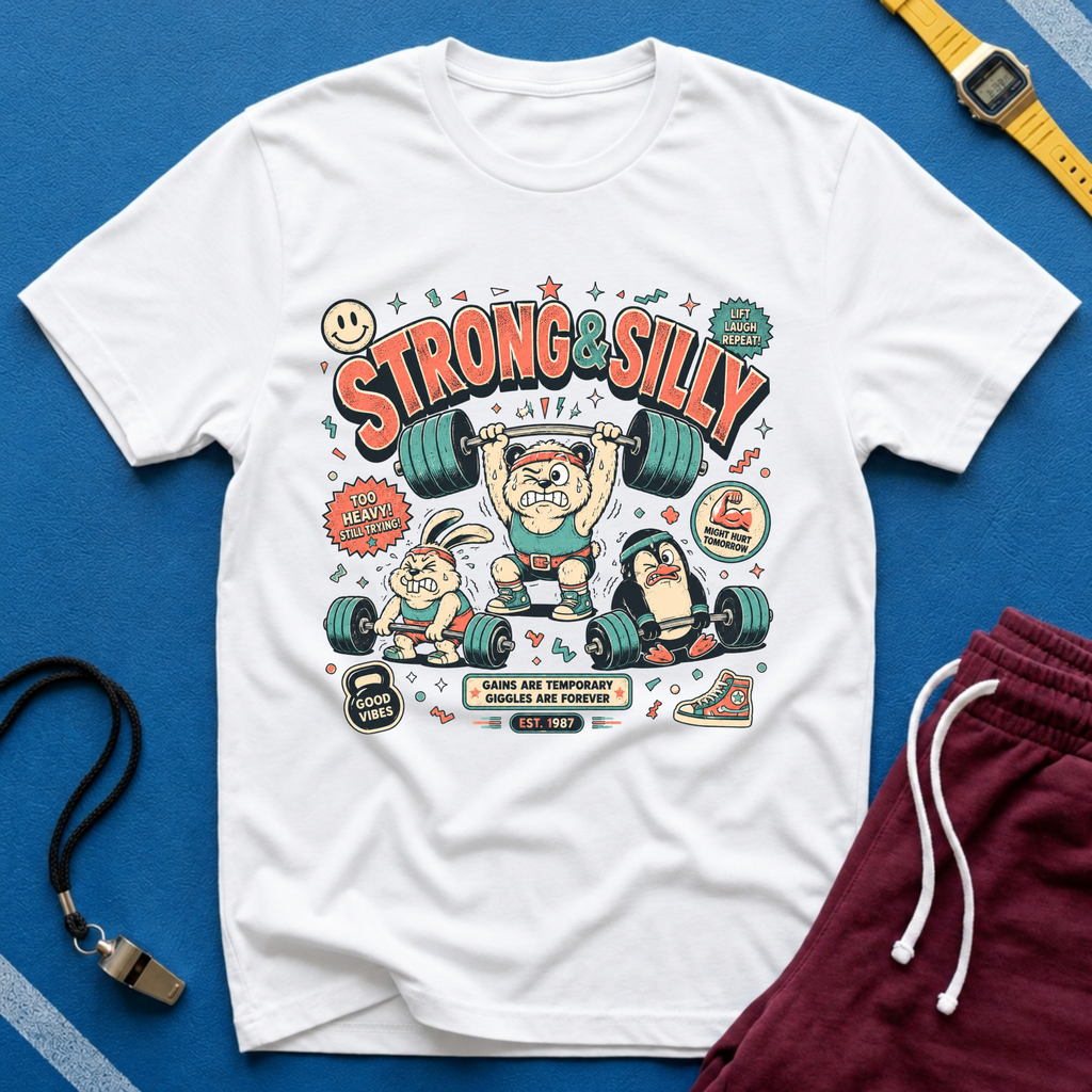 Strong & Silly T-Shirt - Cute Weightlifting Fitness Tee