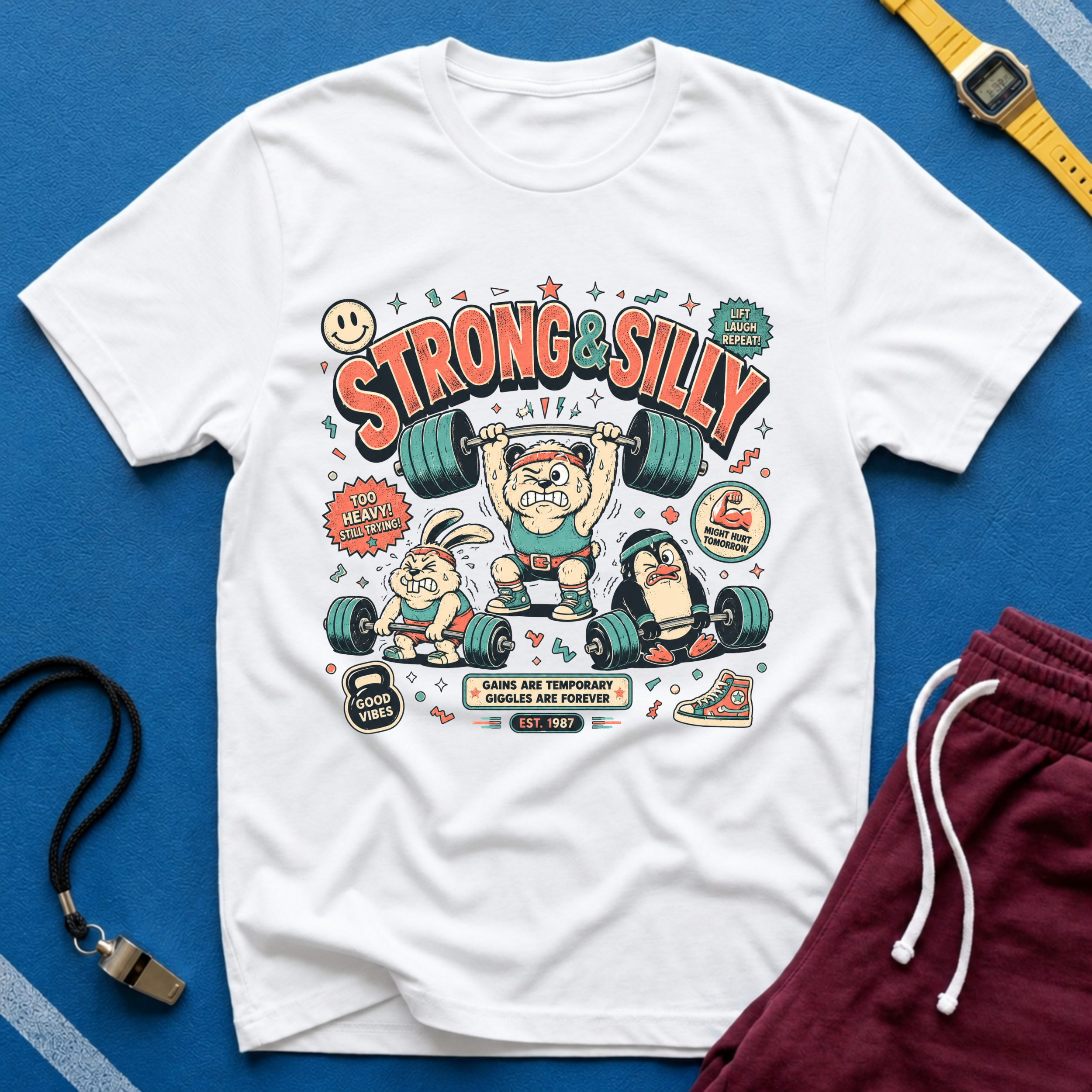 Strong & Silly T-Shirt - Cute Weightlifting Fitness Tee