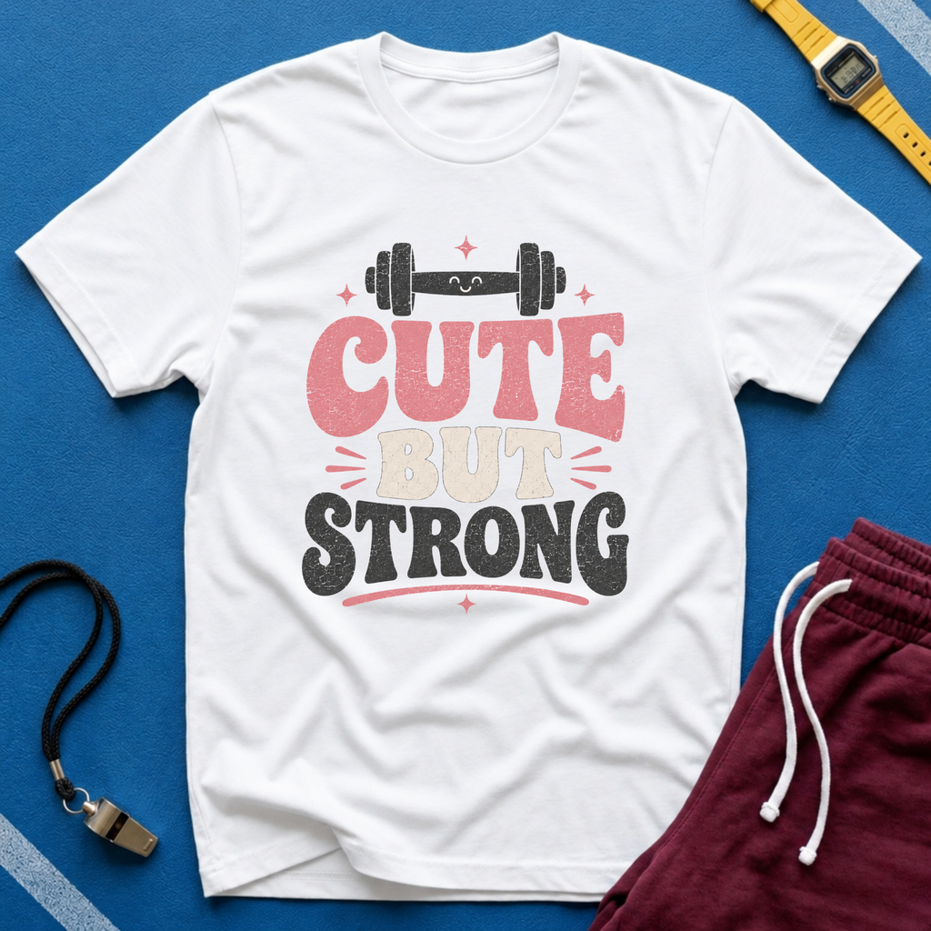 Cute But Strong T-Shirt - Women’s Fitness Graphic Tee