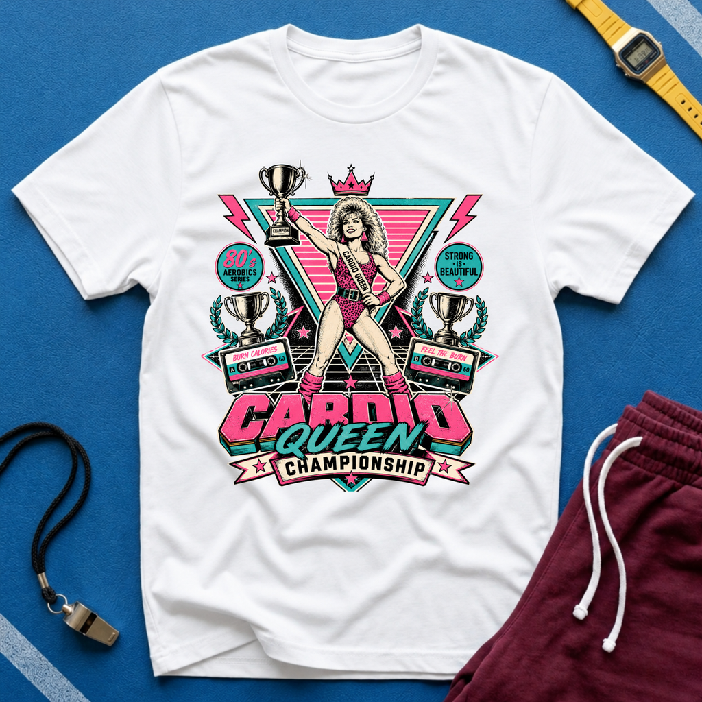 Cardio Queen T-Shirt - Women’s Fitness Champion Graphic Tee