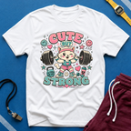 Cute But Strong T-Shirt - Kawaii Weightlifting Cat Gym Tee