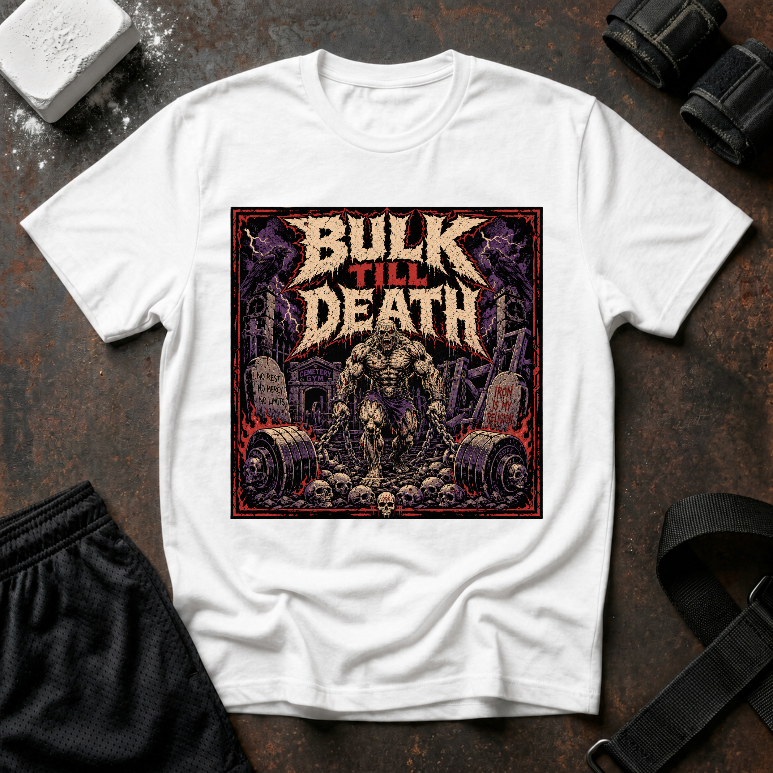 Bulk Till Death T-Shirt - Heavy Metal Gym Workout Tee