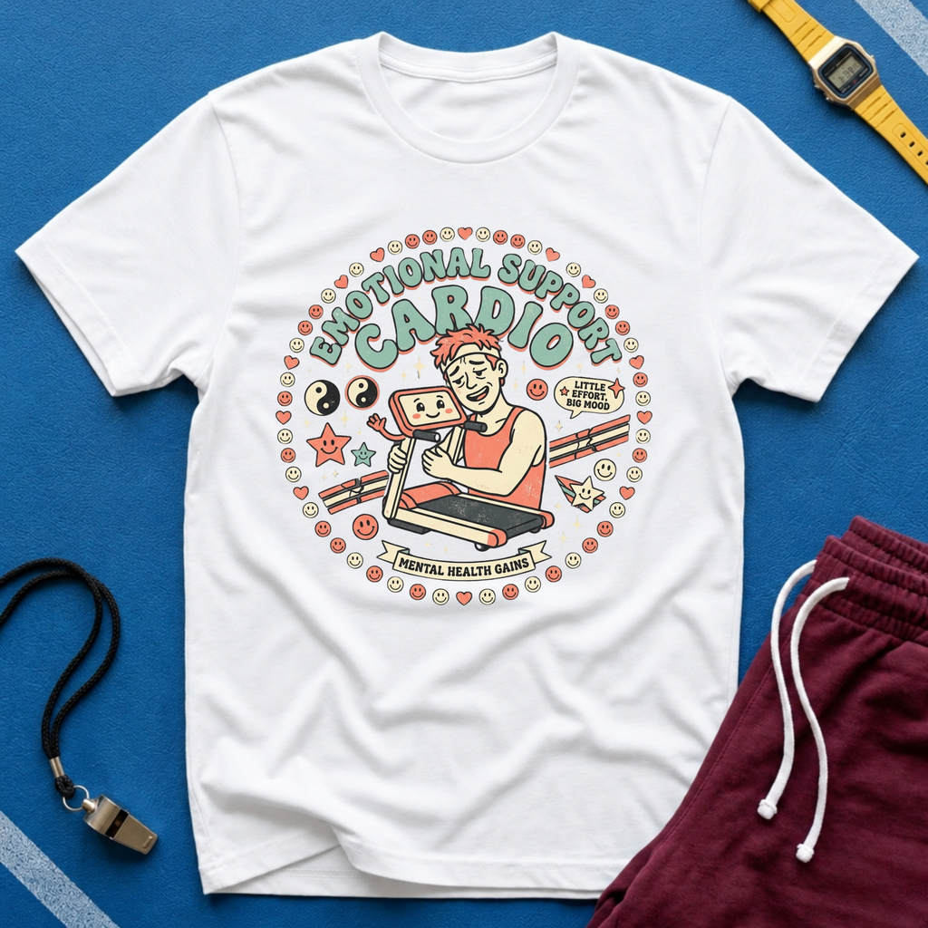 Emotional Support Cardio T-Shirt - Funny Gym Workout Tee