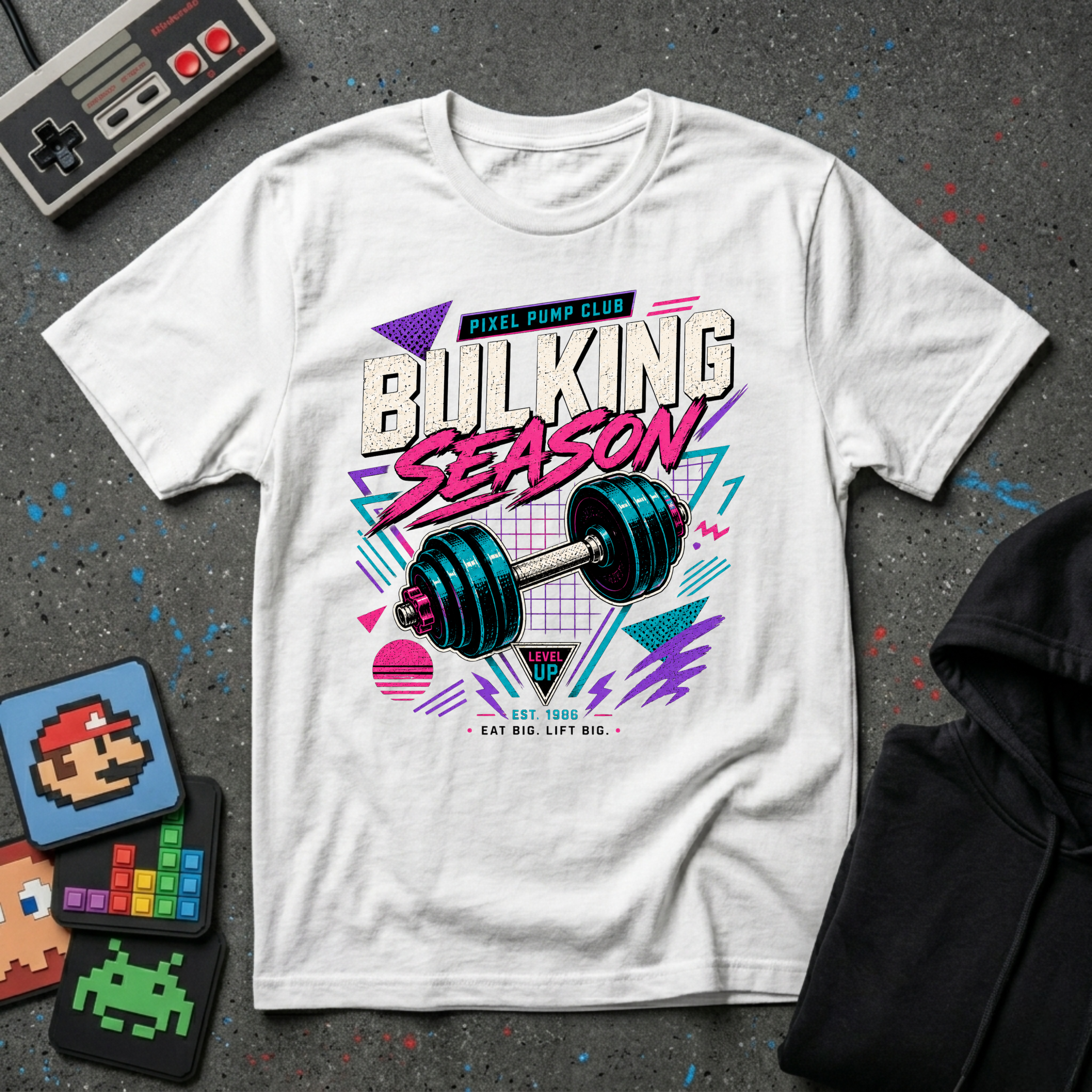 Bulking Season T-Shirt - Retro Gym Dumbbell Workout Tee