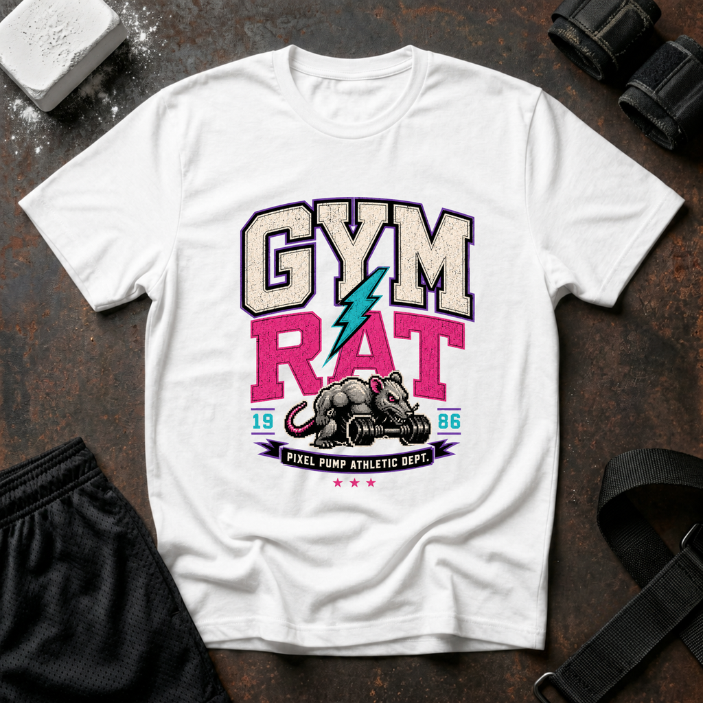 Gym Rat T‑Shirt - Retro Lightning Fitness Tee for Gym Lovers